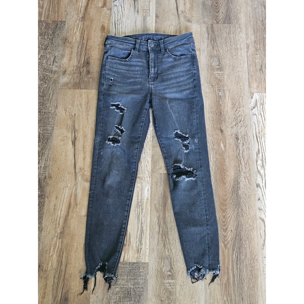 American Eagle Ne(x)t Level Stretch Distressed Skinny Jeans Black 4 Regular
